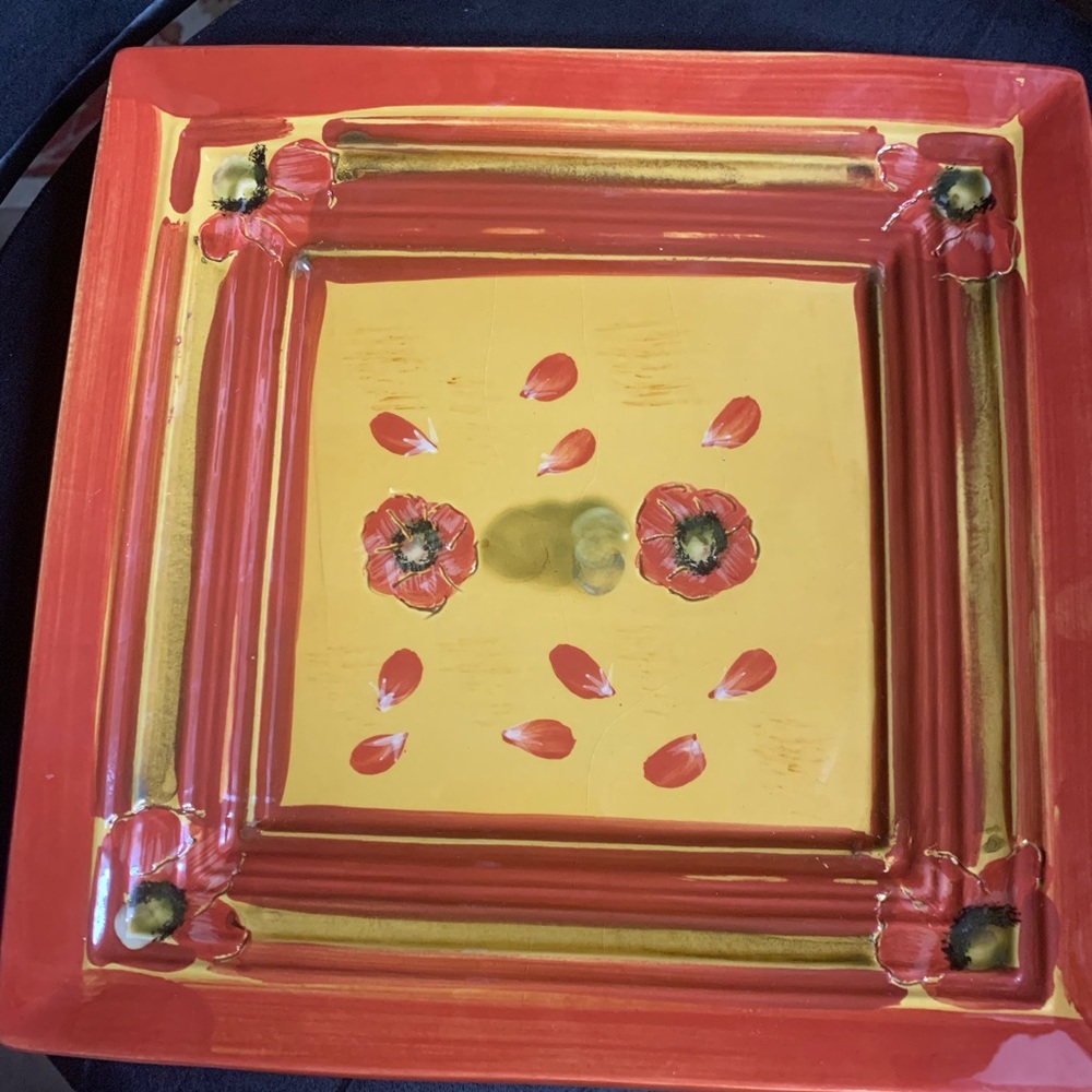 Fleur Rouge 10 1/4” Serving Platter by Nanette